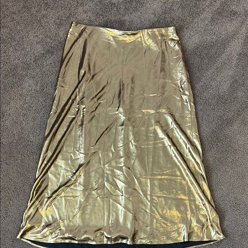J. Crew Gold Maxi A-Line Skirt for Cocktail Nights